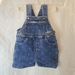 Carhartt Overall Shorts Girls Size 2T All-Over Logo Polka Dots Ruffle Accent